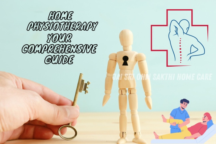 Conceptual image featuring a wooden mannequin and a key, symbolizing the unlocking of potential through home physiotherapy, highlighted by Jai Sri Ohm Sakthi Home Care in Coimbatore as part of a comprehensive guide to patient care