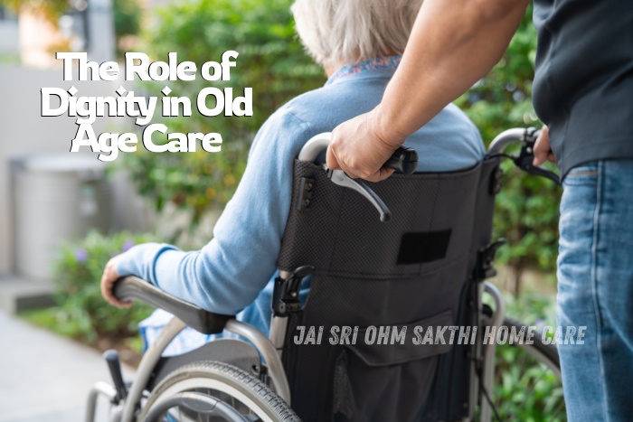 Old age care with gentle wheelchair assistance by Jai Sri Ohm Sakthi Home Care in Coimbatore