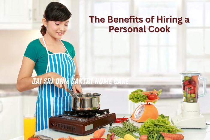 A professional home cook from Jai Sri Ohm Sakthi Home Care in Coimbatore preparing fresh and healthy meals in a home