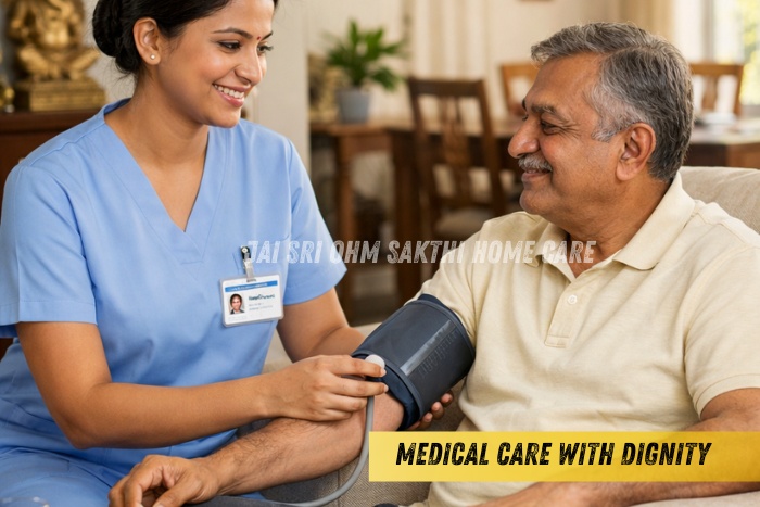 Jai Sri Ohm Sakthi Home Care in Coimbatore and Chennai provides professional medical home nursing services